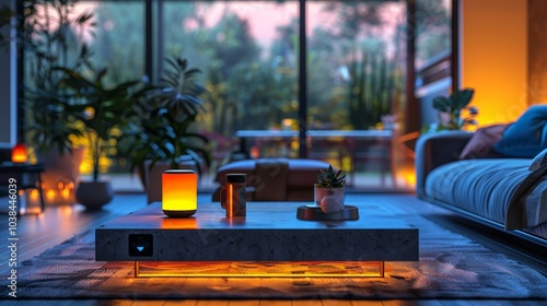 Wallpaper Mural Cozy Living Room with Warm Ambient Lighting and Modern Decor Torontodigital.ca