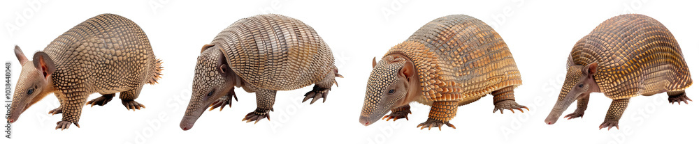 Collection of Armadillos Isolated on Transparent Background Collection of Armadillos Isolated on Transparent Background