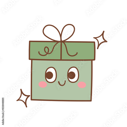 Present gift box  cartoon for Christmas, birthday vector illustration