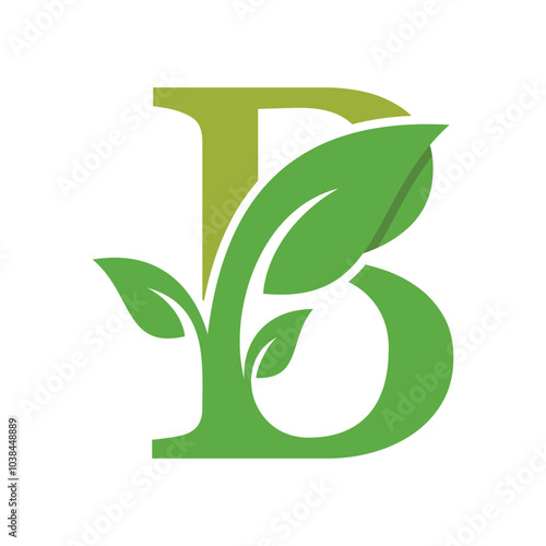 leaf design with a creative concept of the letter b combination