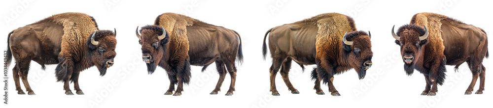 Collection of Bison Isolated on Transparent Background Collection of Bison Isolated on Transparent Background