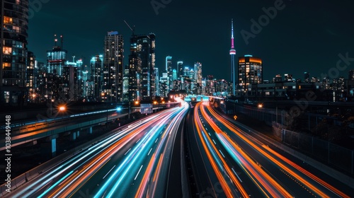 Cityscape with Light Trails