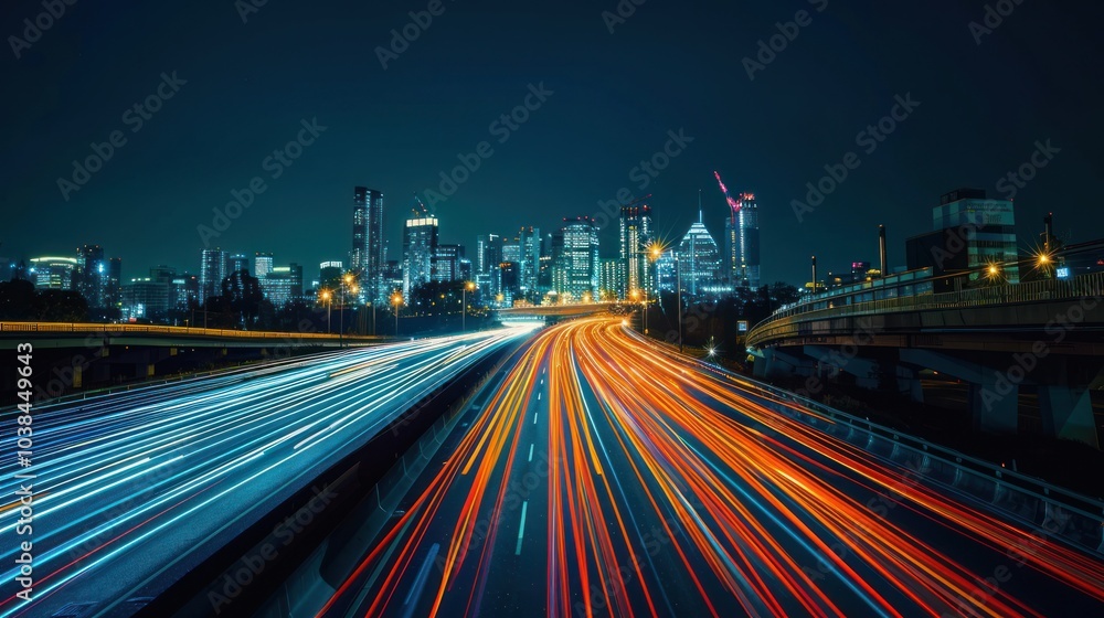 Obraz premium Cityscape with Light Trails