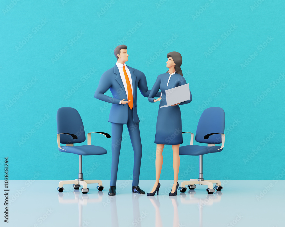 Fototapeta premium Talking business people. 3D rendering