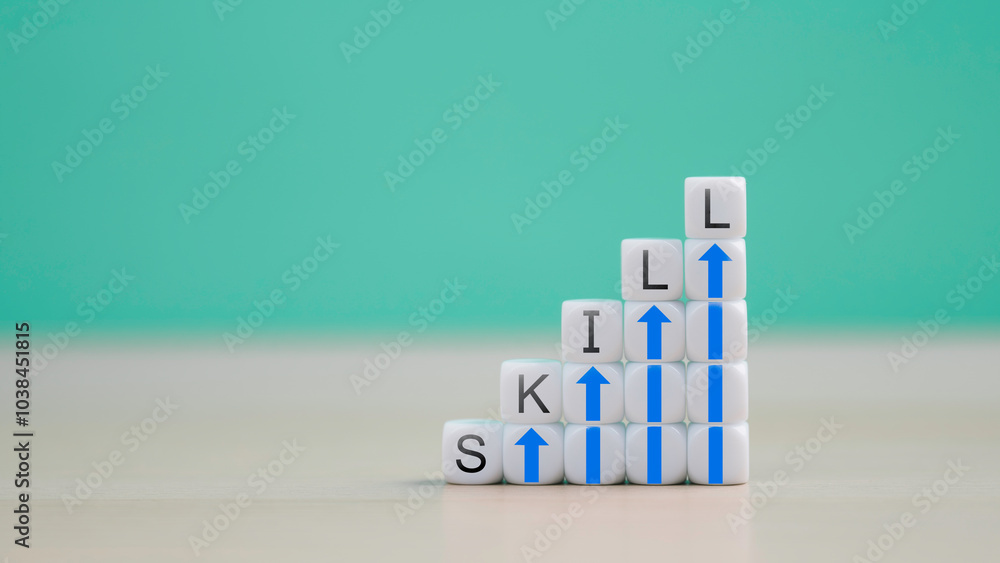 Upskill training, knowledge and education, learning, ability. Upskilling, Are-skilling. Work performance is skills, abilities, motivation to skills improvement.