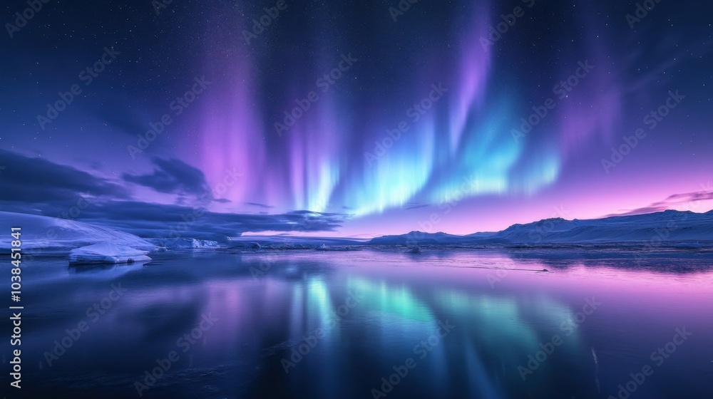 A breathtaking landscape illuminated by vibrant auroras dancing across the night sky, with natural scenery bathed in colorful, ethereal light. A breathtaking landscape illuminated by vibrant auroras dancing across the night sky, with natural scenery bathed in colorful, ethereal light.