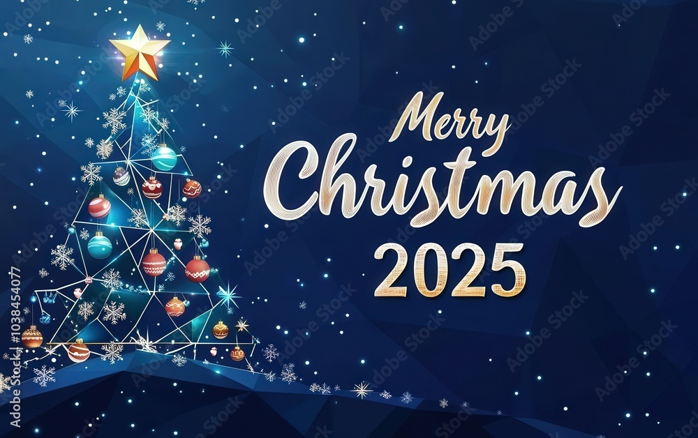Fototapeta premium A Merry Christmas and Happy New Year banner featuring 