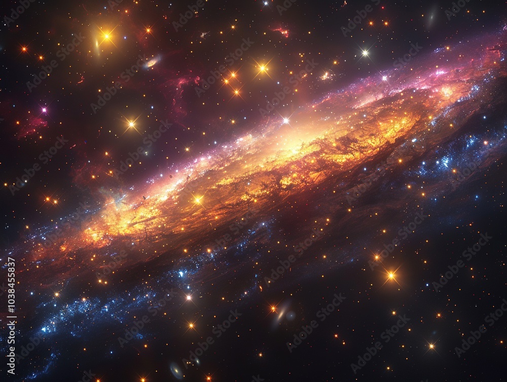 A stunning cosmic view of a galaxy, showcasing vibrant colors and celestial bodies. A stunning cosmic view of a galaxy, showcasing vibrant colors and celestial bodies.