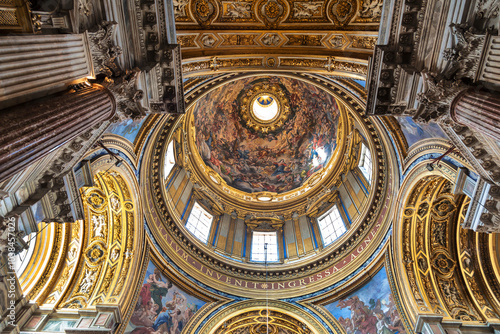 The interior of the church of Saint Agnese in Agone. Piazza Navona, Rome, Italy photo