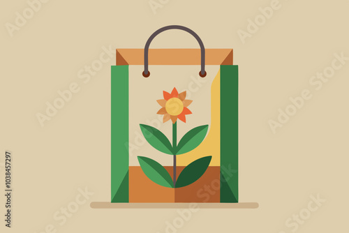 Recyclable craft bag vector illustration