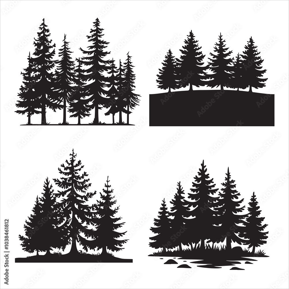Fototapeta premium evergreen trees silhouette