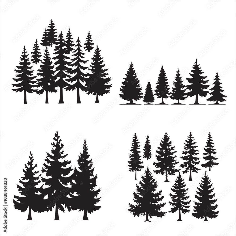 evergreen trees silhouette evergreen trees silhouette