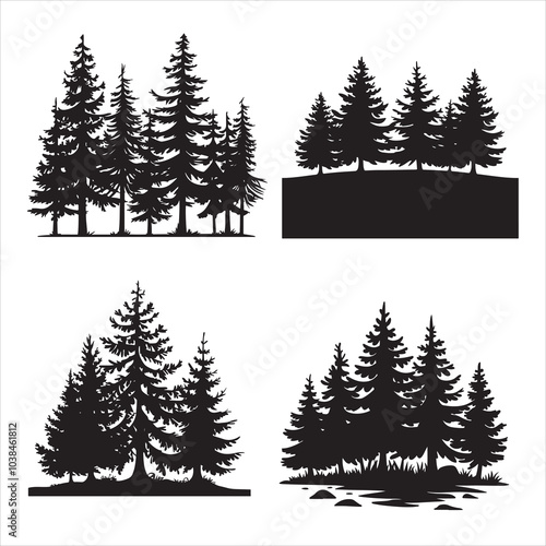 evergreen trees silhouette