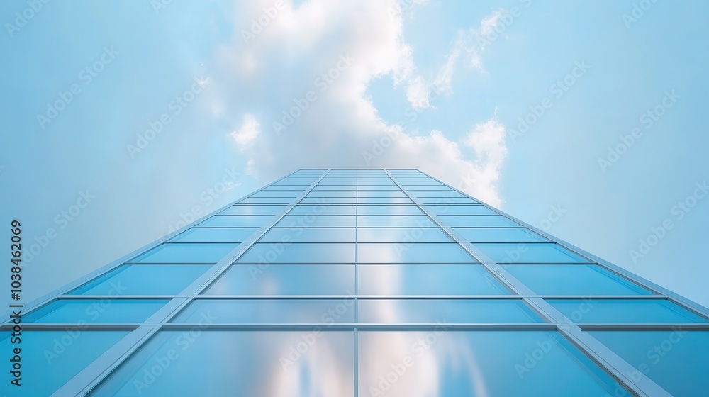 A tall building with a cloudy sky in the background A tall building with a cloudy sky in the background
