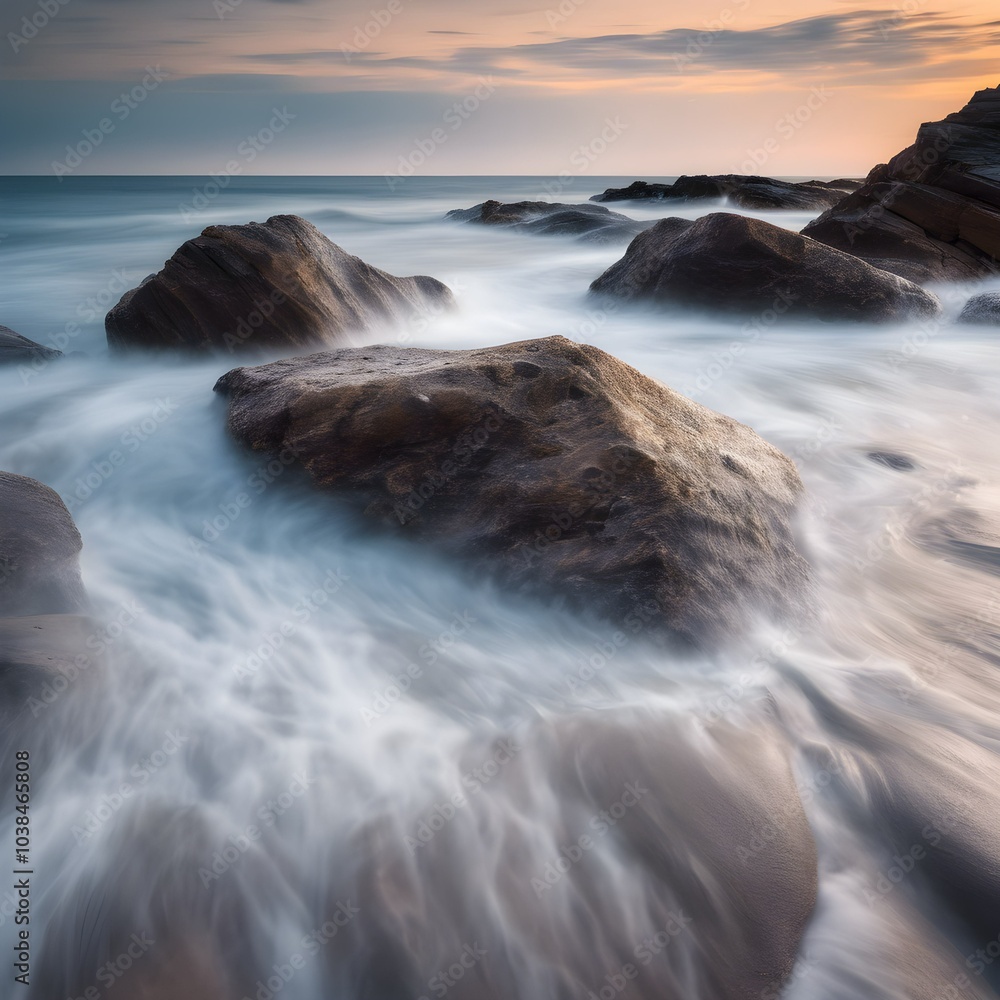 Fototapeta premium Whispers of the Ocean: Long Exposure Seascape