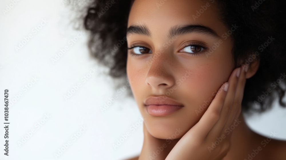 Close-up Portrait of a Woman with Curly Hair Close-up Portrait of a Woman with Curly Hair