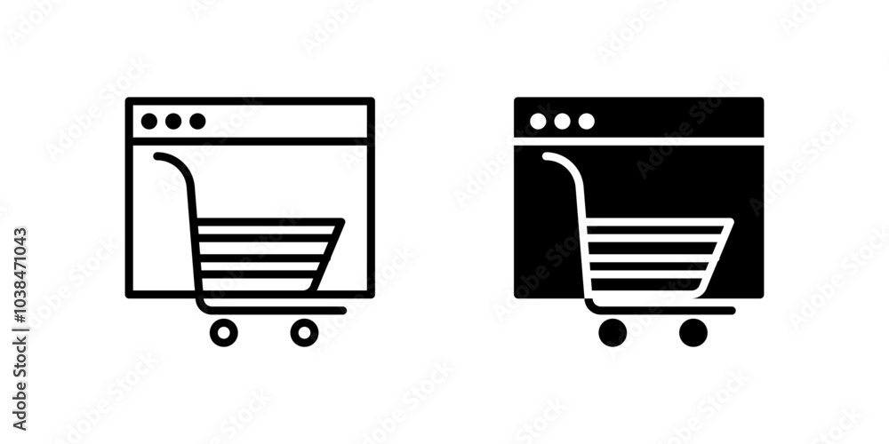Icon of a shopping cart on a website, representing online shopping and digital retail. Icon of a shopping cart on a website, representing online shopping and digital retail.