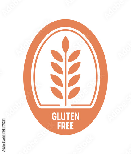 gluten free logo in ellipse. spike symbol and gluten free concept on white background