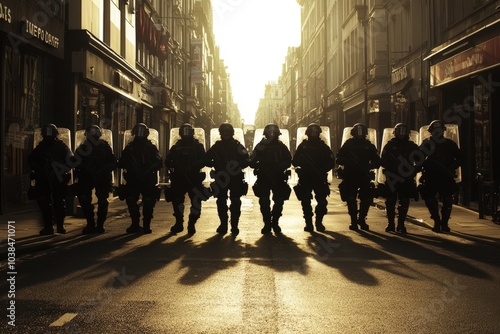 riot police in city street