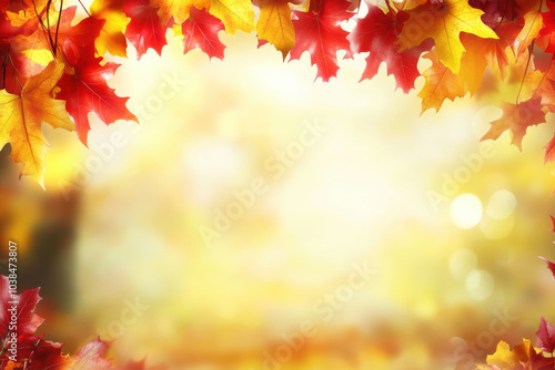 Blurred sunlight with autumn maple leaves