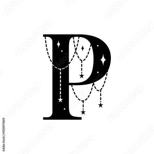 Letter P Star Ornament Logo Design