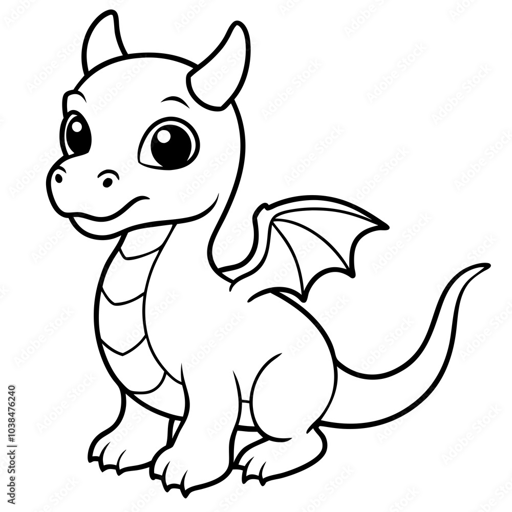 Fototapeta premium Adorable Baby Dragon Vector Illustration