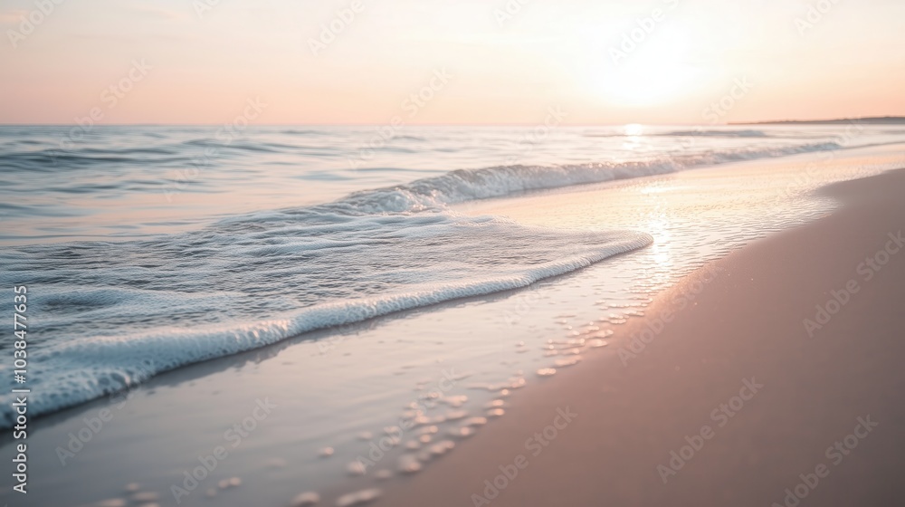 Sanfte Wellen bei Sonnenuntergang am Strand