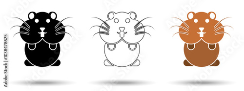 Hamster icon. Hamster icon on a white background, isolated. The icon has three uses in applications and websites. Vector illustration. Hamster icon on a white background.