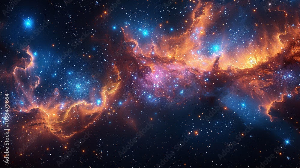 Fototapeta premium Stunning cosmic image showcasing vibrant nebulae and stars in the vast universe.