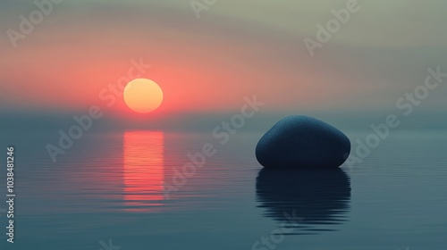 Sunset Serenity with a Stone