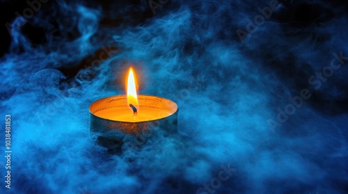 Serenity of Candlelight in Mystical Blue Smoke