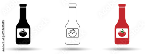 Ketchup icon. Ketchup icon on a white background, isolated. The icon has three uses in applications and websites. Vector illustration. Ketchup icon on a white background.