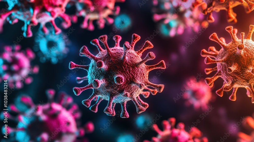 Detailed microscopic view of a coronavirus particle Detailed microscopic view of a coronavirus particle
