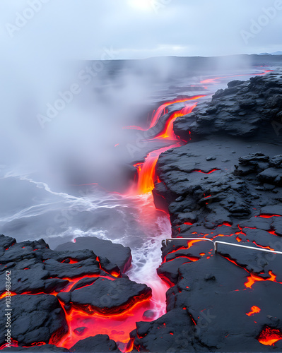 Volcano - Active volcano that erupts lava.