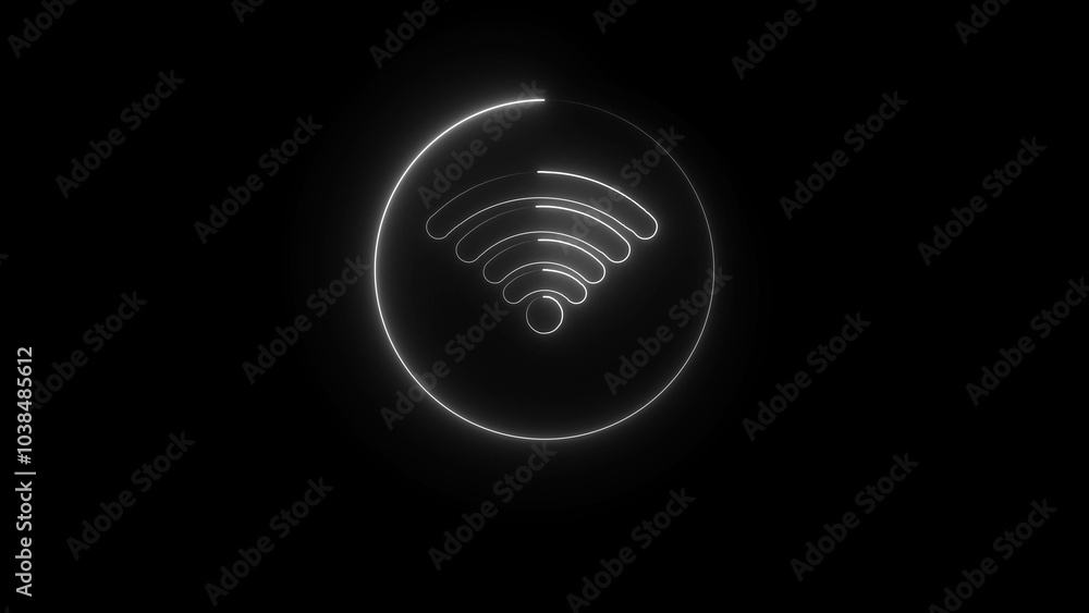 Wifi neon internet signal light glow icon vector. 3d wireless digital router symbol for mobile phone or computer. 4k Wifi neon internet signal light glow icon vector. 3d wireless digital router symbol for mobile phone or computer. 4k