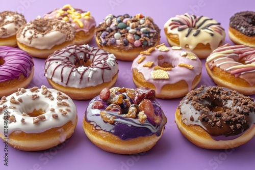 Assortment of colorful and delicious donuts