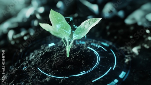 Advanced Digital Interface Tracking Plant Development in Soil, Highlighting Smart Agriculture and Sustainable Practices
