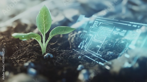Smart Farming and Sustainable Agriculture with Advanced Digital Technology Monitoring Plant Growth in Fertile Soil