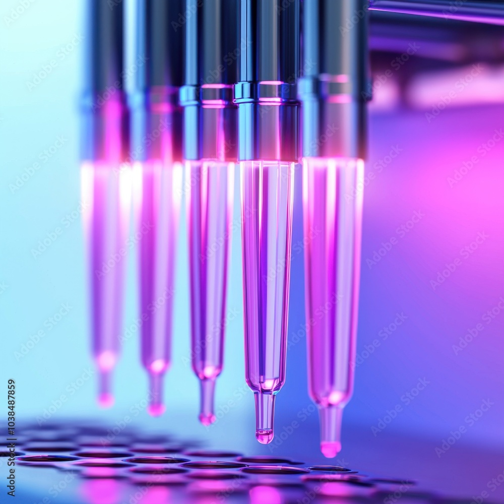 Automated Pipette System for Liquid Transfer, 3D illustration Automated Pipette System for Liquid Transfer, 3D illustration