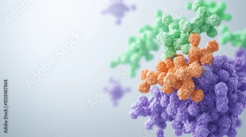 Protein-Ligand Interaction in Molecular Docking Simulation, 3D illustration