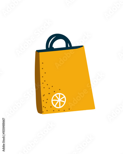 Yellow shopping bag, vector illustration for discount promotions