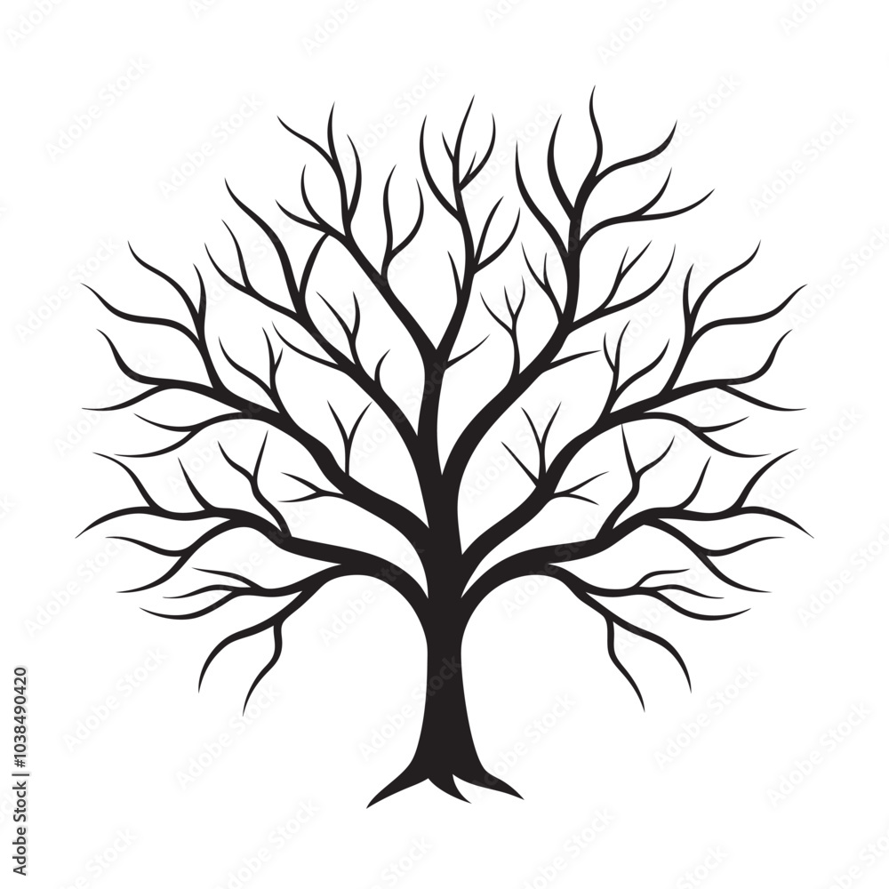 Obraz premium Elegant Tree and Branches Silhouette Vector Illustration