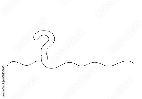 Question mark linear background. Continuous one line drawing of question mark. Vector illustration