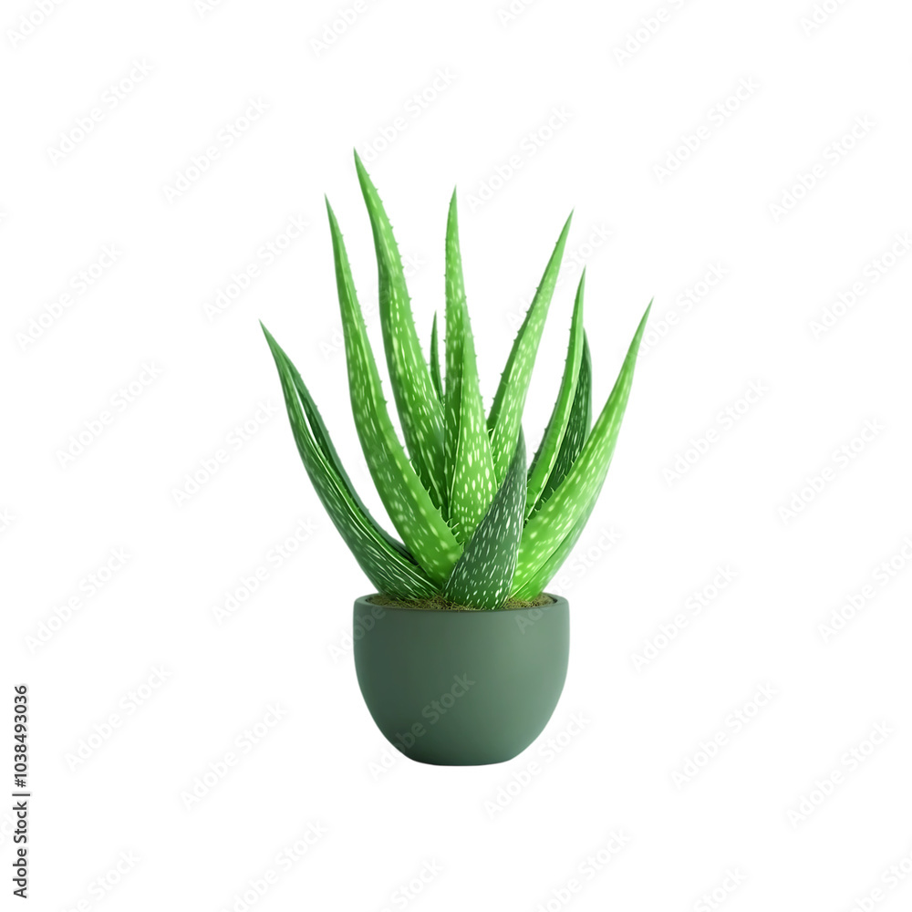 Fresh green aloe vera leaf isolated on a transparent background by AI generative Fresh green aloe vera leaf isolated on a transparent background by AI generative