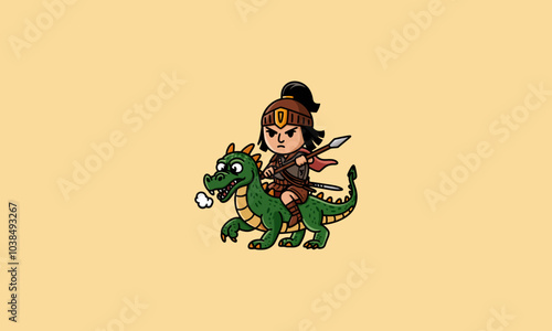 Knight riding a cheerful dragon in fantasy adventure.