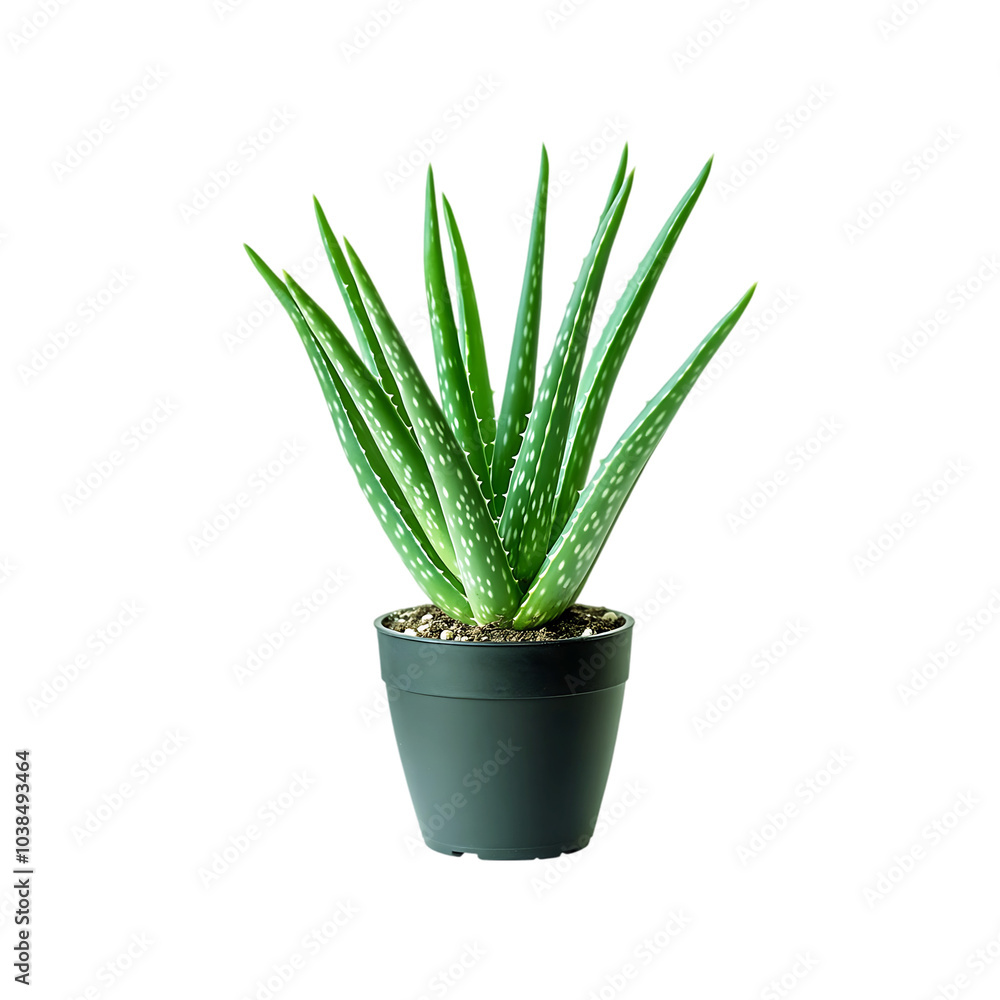 Fresh green aloe vera leaf isolated on a transparent background by AI generative Fresh green aloe vera leaf isolated on a transparent background by AI generative