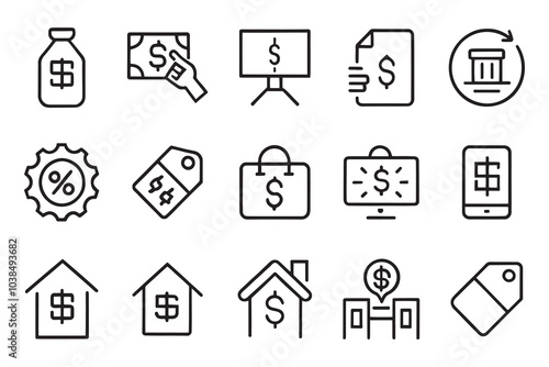  Price Tag, Deal, Auctioneer related editable icon set isolated flat vector illustration white background