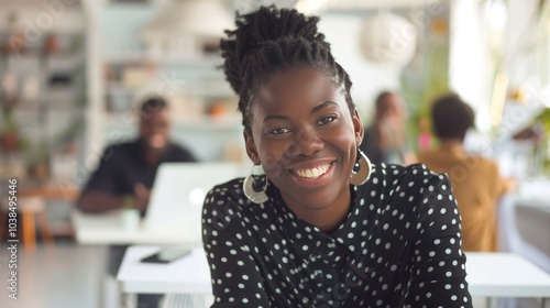 Confident African American Businesswoman Working at Desk. 