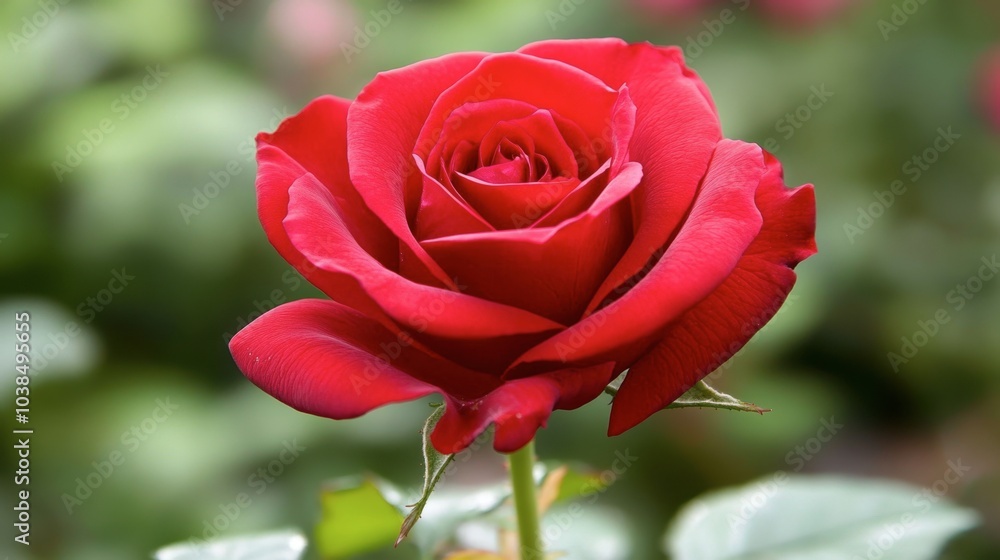 A close-up of a single red rose in full bloom, with delicate petals unfolding beautifully. A close-up of a single red rose in full bloom, with delicate petals unfolding beautifully.