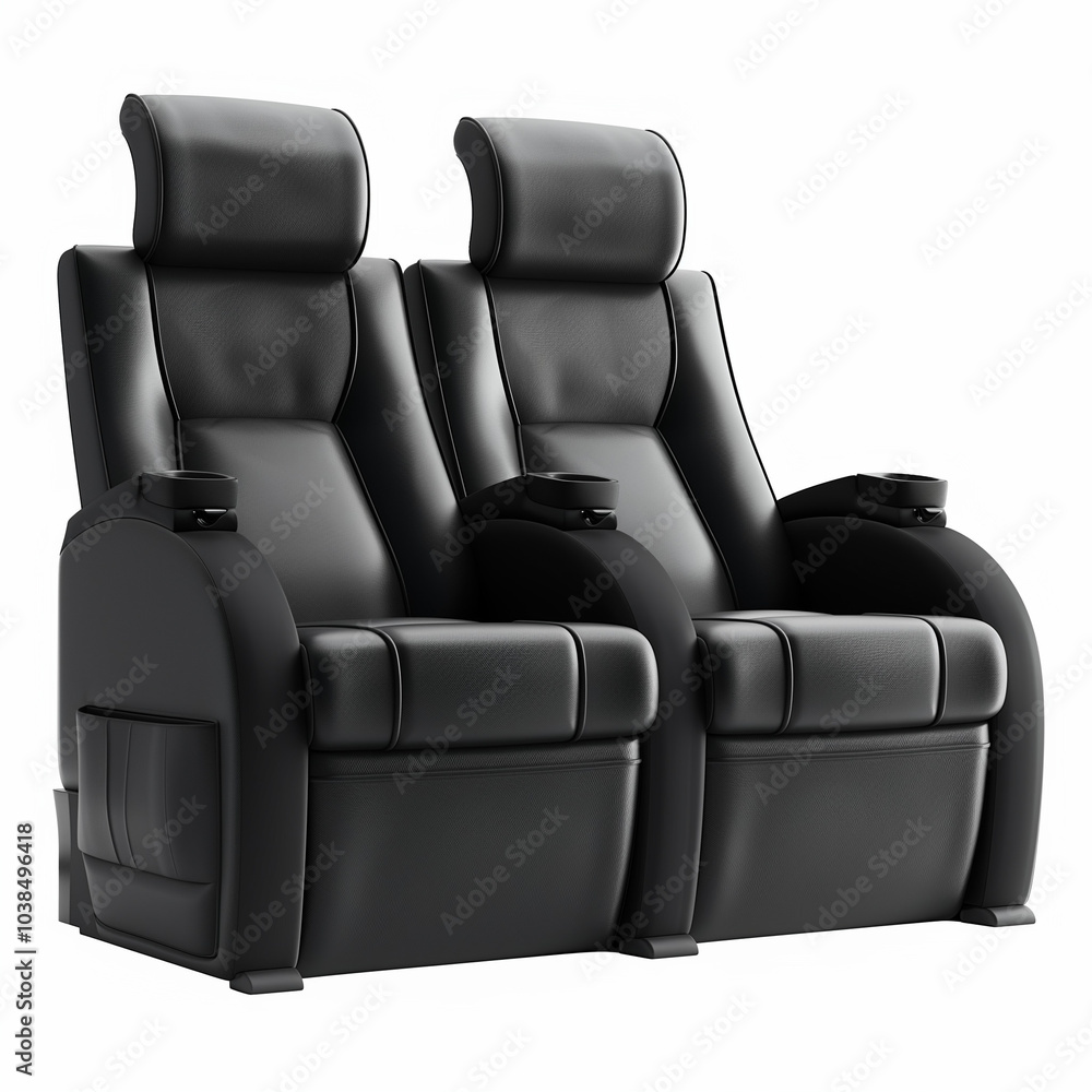 Obraz premium A pair of black leather chairs with a black back and a black headrest